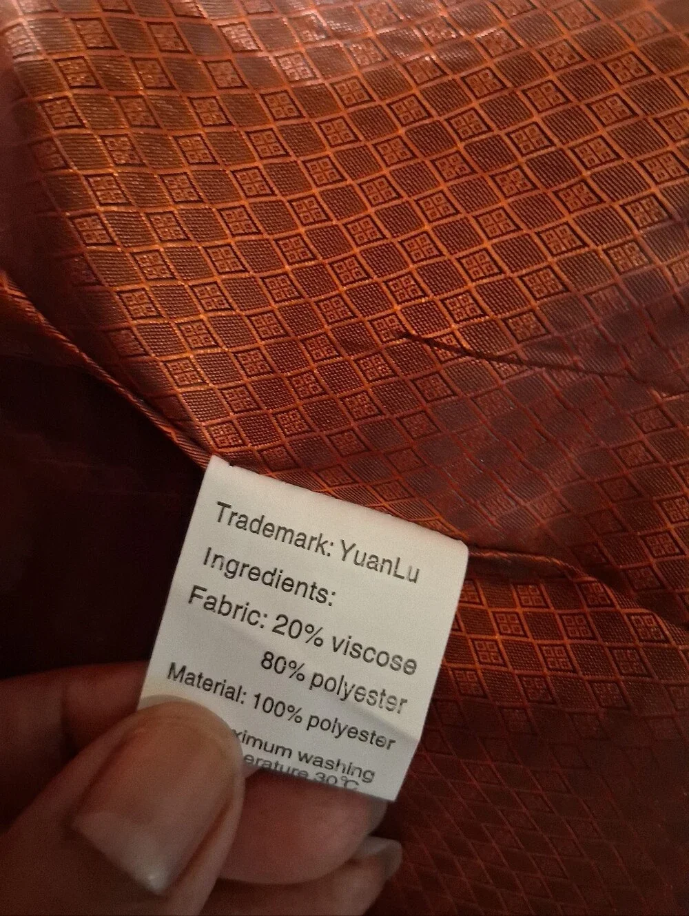 YuanLu boys' formal blazer  jacket, Black Textured Shimmer, Orange Lining Sz 7